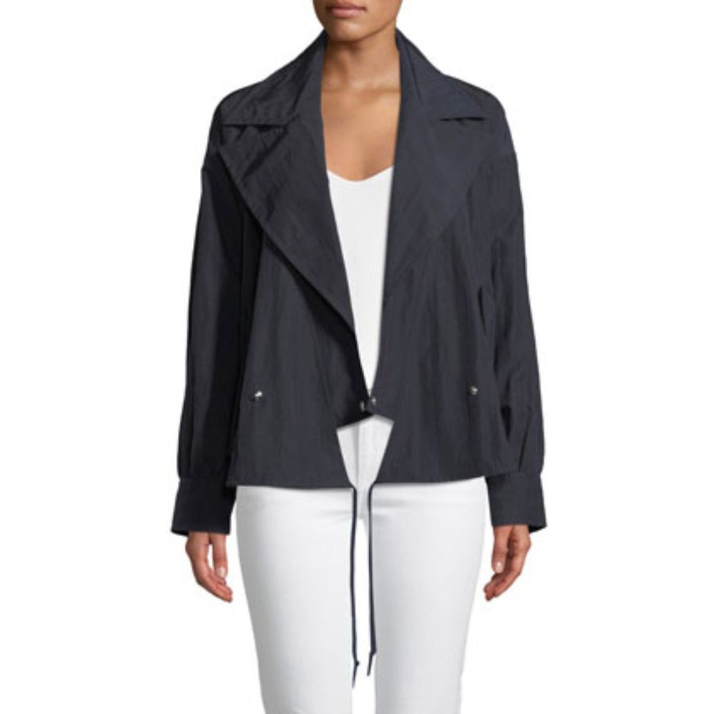 GREY JASON WU Techno-Taffeta Trench Jacket in Navy NWOT Sz 4